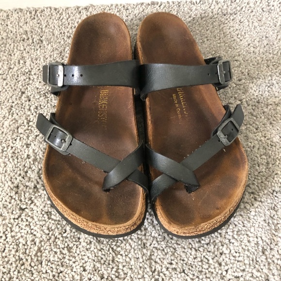 Birkenstock Black Leather Sandals - Picture 1 of 4